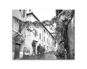 Rome Photography Print: Trastevere Cobblestone Street Scene, Italy Wall Art