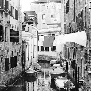 Laundry Room Decor, Venice Italy Photography Print, Black and White Wall Art, Italy Picture Laundry Room Art Print Bathroom Art Travel Photo