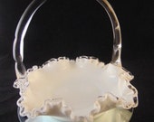 Early Fenton Art Glass Silver Crest Milk Glass Basket