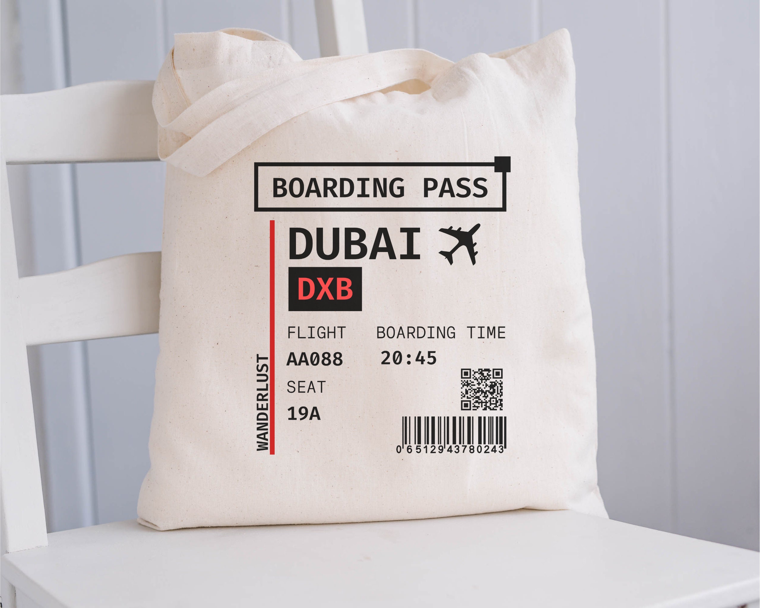 Dubai Tote Bag, Dubai Boarding Pass Tote Bag, Dubai Boarding Pass Tote, Dubai Passport Bag