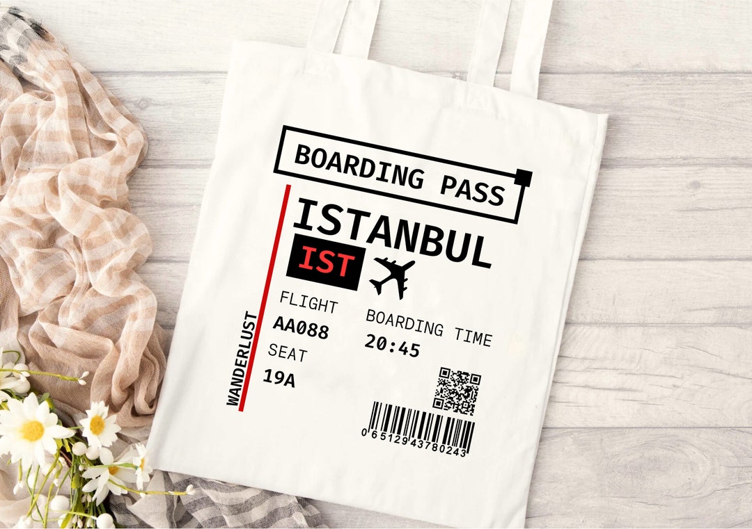 Istanbul Tote Bag, Istanbul Boarding Pass Tote Bag, Turkey Tote Bag