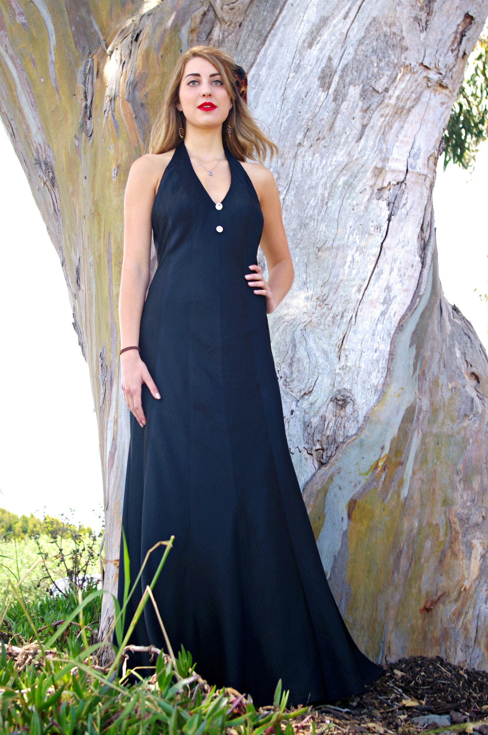 vintage black halter dress