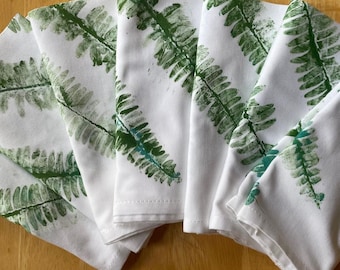 Cloth Fishbone Fern Leaf Print Napkins