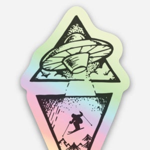 Holographic Skier Sticker