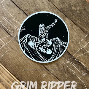 Grim Ripper Skeleton Snowboard Sticker | Decal Helmet Laptop