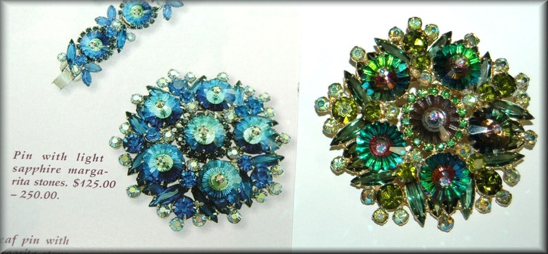 Juliana D/&E Green Heliotrope Margarita Brooch Pin and Clip Back Earring Set Watermelon Book Piece
