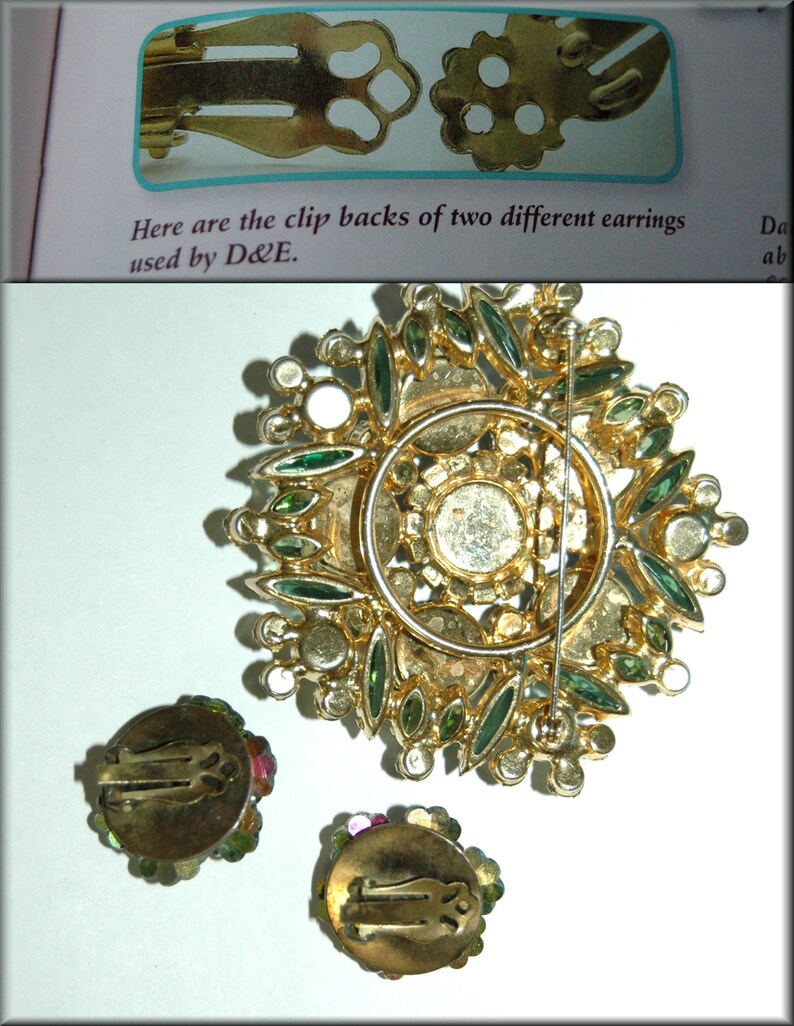Juliana D/&E Green Heliotrope Margarita Brooch Pin and Clip Back Earring Set Watermelon Book Piece