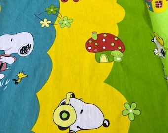 Snoopy Woody Cotton Fabric. Multicolored. Peanuts characters cotton. Great Quality. 63”wide