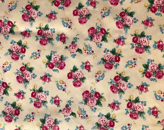 vintage Victorian roses cotton by yard. Blue color . 64” wide! Soft, Great quality!
