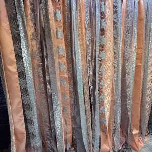 Huge Wedding shabby chic Garland , Peach/grey/silver /white lace and fabrics garland ,Wedding photo prop, backdrop,vintage lace curtain