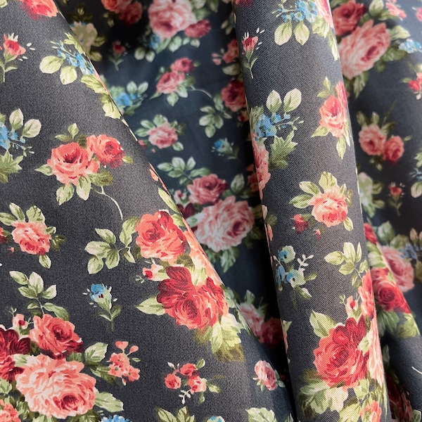 Cute shabby chic Vintage roses cotton fabric. Victorian Romantic roses quality cotton . 63" wide!