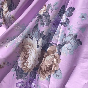 Purple floral shabby roses/ peony cotton fabric by yard. Floral bouquet Romantic roses cotton.Quilting cottage floral fabric.Great quality!