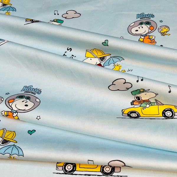 Snoopy Charlie Brown Woody Cotton Fabric. Cute Peanuts cartoon ,Blue Color. Great Quality. 63” wide.