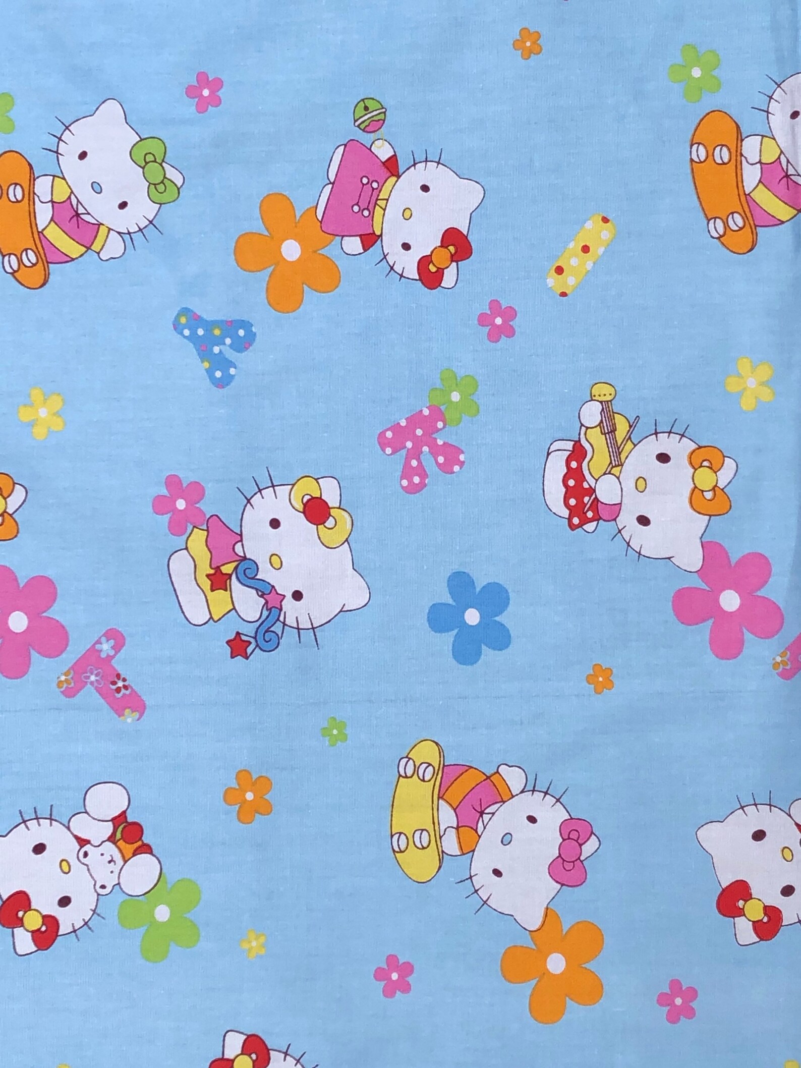 Hello Kitty 100 Cotton Fabric.Blue and pink Color. Small Etsy