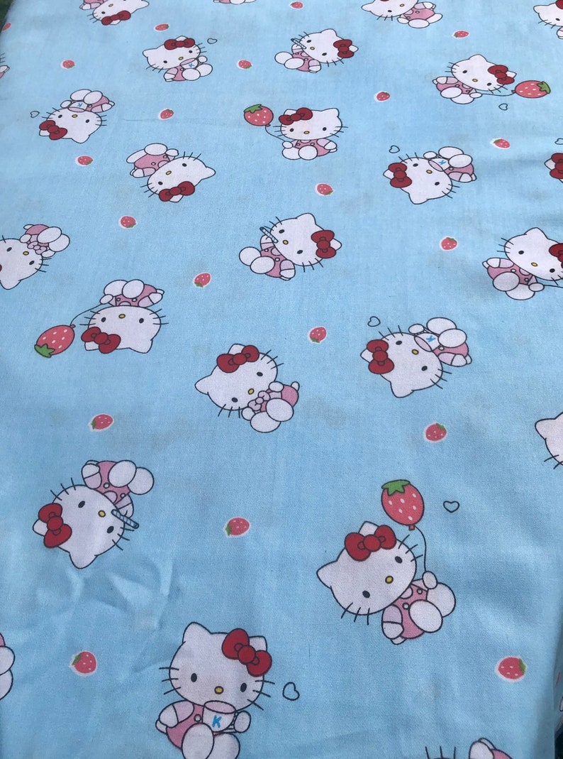 Hello Kitty Cotton Fabric. Blue Color. Small print. Great | Etsy