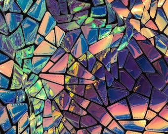 Iridescent Holographic Sequin Fabric - Geometric Velvet Base