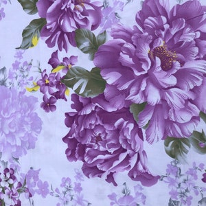 Purple Pink Floral cotton fabric. Shabby chic roses cotton. Vintage romantic Peony cotton. Victorian Romantic Floral Cotton BTY !