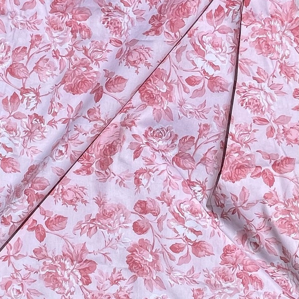 Faded French Toile Light pink Victorian romantic roses cotton fabric. Vintage spoonful roses. Great quality.Fast shipping