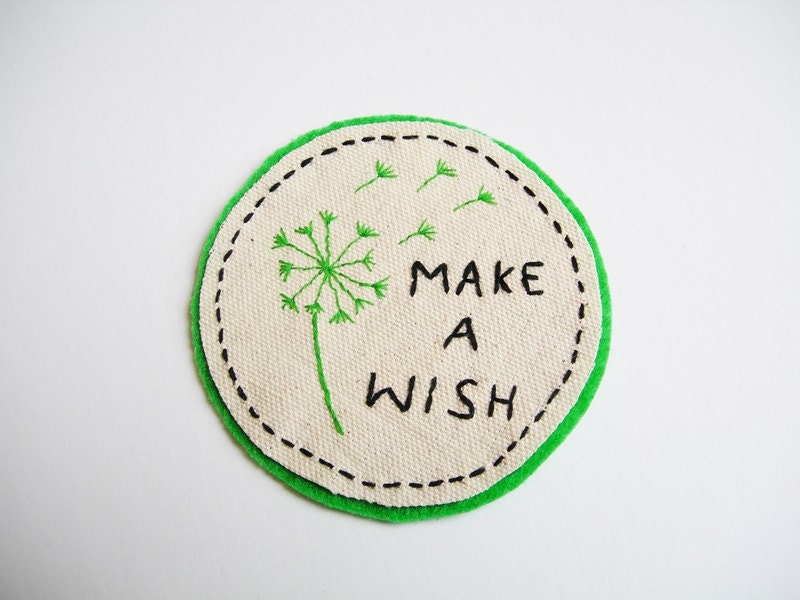 Make a Wish - Custom Hand Embroidered Patch - Sew on Patches - Plant ...