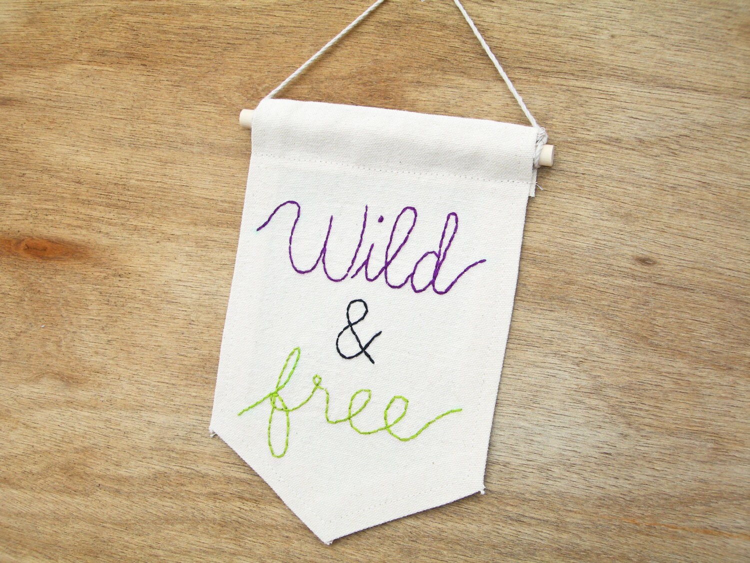 Wild and Free, Embroidered Banner, Children Room Decor, Nursery Wall ...