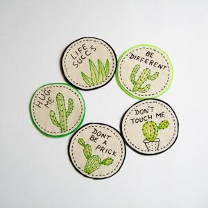 Pink Flower Cactus Iron-On Patch - Embroidered Sew On Badge For Jackets, Bags, Hats 4 thumbnail image