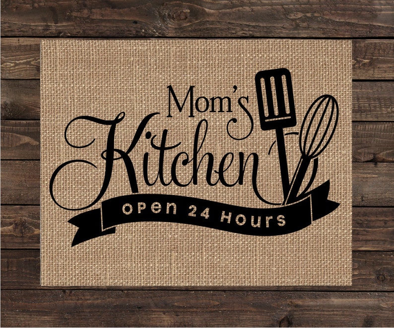 Mom's Kitchen / Gift for Mom / Burlap Print / Mother's Etsy