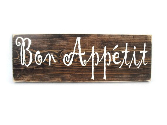 Rustic Wood Sign Kitchen Wall Art Bon Appetit 1326 | Etsy