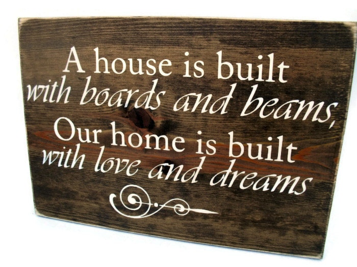 Wood Wall Word Art Rustic Sign Home Decor A House is Built Etsy