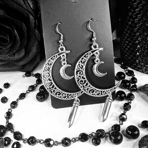 Bullet Moon Ohrringe Hexen Ohrringe Gothic Celestial Schmuck Bulletproof Bullet Metal Ohrringe Handarbeit Goth Hexe Ohrringe
