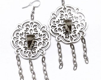 Victorian Spike Earrings, Metal Earrings, Gothic Victorian, Gothic Earrings, Victorian Earrings, Filigree Earrings, Chain Earrings, Gothic