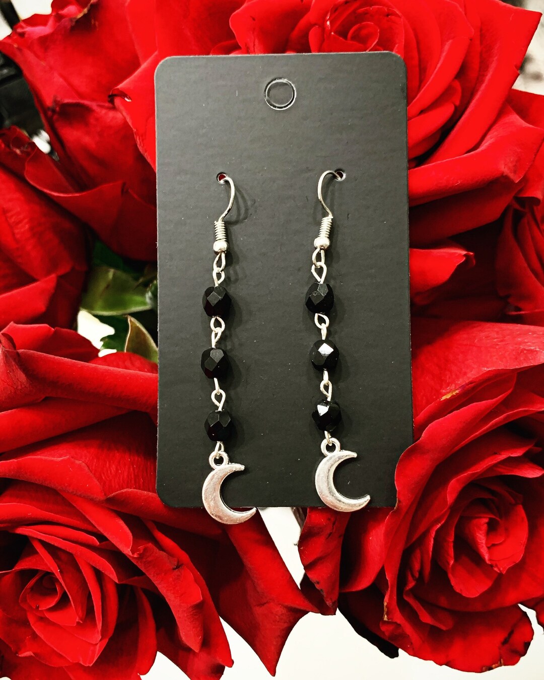 Half Moon Earrings Crescent Moon Witch Earrings Goth Etsy
