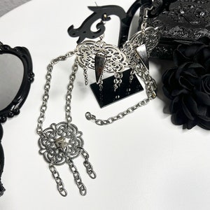 Victorian Necklace, Metal Spiked, Chain Necklace, Handmade, Filigree, Gothic Victorian, Metal Necklace, Gothic Necklace, Spiked Necklace