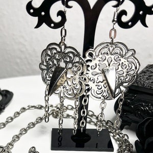 Victorian Spike Earrings, Metal Earrings, Gothic Victorian, Gothic Earrings, Victorian Earrings, Filigree Earrings, Chain Earrings, Gothic