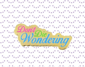 Don't Die Wondering Pin Hard Enamel Pin The Way Way Back Inspirational Quote Carpe Diem