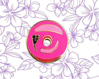 Pink Donut Enamel Pin Hibiscus Doughnut Pin Donut Pin Pink Donut Party Favor Treat Bag Birthday