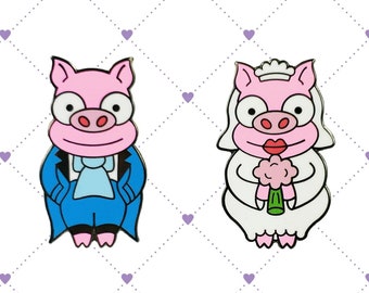 Simpsons Piggy Enamel Pins: Bride and Groom - Pop Culture Fan Art
