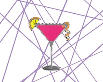 Cosmopolitan Enamel Pin | Hard Enamel Pin Cosmo Drinks Cocktail Happy Hour Pride Month LGBTQ