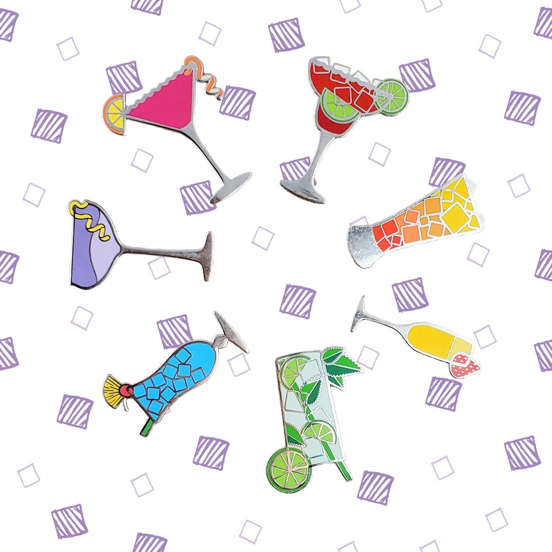 Pin Set Cocktail Happy Hour Enamel Pins | Buy One Get One Half off | Cocktail Hard ...