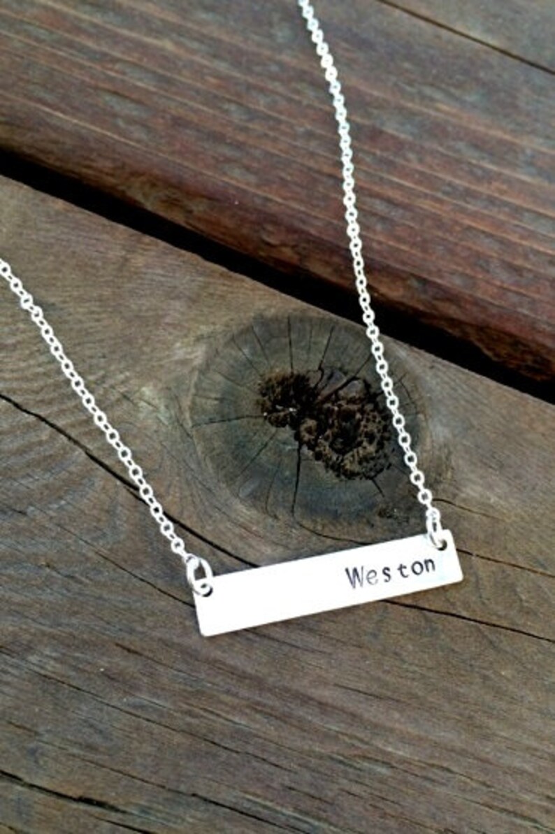 Customizable Bar Necklace Nameplate Necklace Horizontal Etsy