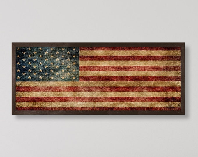 American flag wall art-patriotic wall decor-vintage sign for living room decor above couch sign-american flag wall decor