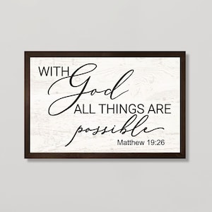 Scripture wall decor-with God all things are possible sign-bible verse sign-for home-decor signs-wall scripture-wall art wood-living room