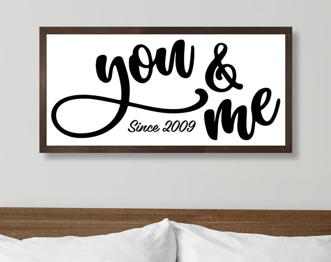 You and me wooden sign-master bedroom sign for over bed-master bedroom wall decor-bridal shower gift-bedroom wall art