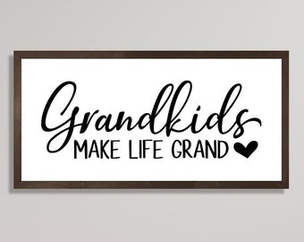 Gift for Grandparents-Grandkids make life grand-Grandma gift-Make Life Grand Wood Sign-Grandparent Gift