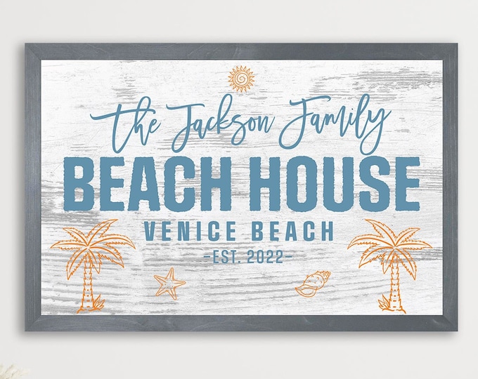 Personalized beach house sign-beach house decor-beach sign-beach cottage custom beach home theme-shore house decor coastal-beach house gift
