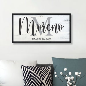 Family name sign-wall decor-last name-for the home-personalized living room-family sign large-Family gift-parents gift-home-gift for wife image 1