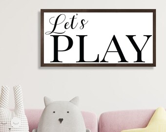 Lets Play Sign-Playroom Sign-toy room wall art-toy room sign-kids game room sign-playroom decor-family game room-children's room sign wood