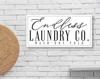 Laundry room sign funny-laundry room wall decor-farmhouse style sign-laundry wood sign-wall sign-endless laundry co