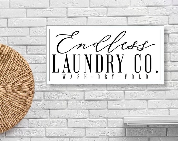 Laundry room sign funny-laundry room wall decor-farmhouse style sign-laundry wood sign-wall sign-endless laundry co