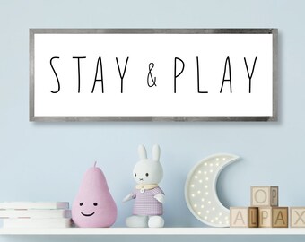 Stay & Play wall art for kids room-playroom sign-playroom decor-childs bedroom decor-kids room sign-kids playroom sign-playroom wall art