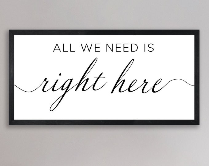 Bedroom wall art-sign for above bed-master bedroom wall decor-bedroom wall decor-bedroom signs-anniversary gift-all we need is right here